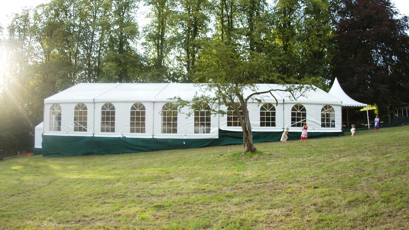 marquee erected on a hill